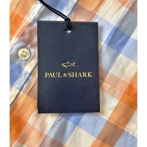 Paul And Shark Shirt Men EU 41 (US L / 16.5) Multicolor Square Logo Lightweight - Picture 12 of 13